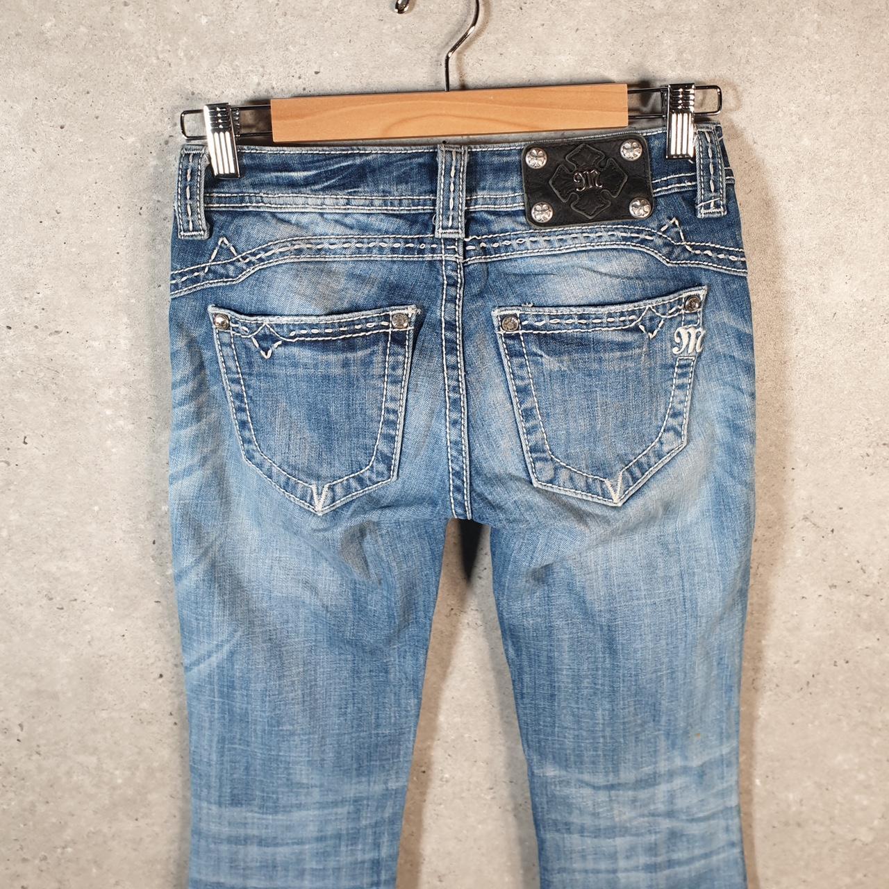 Vintage Miss Me Slim Boot Y2K Hip Hop Jeans Womens W26 Blue Denim USA Big Fish Vintage