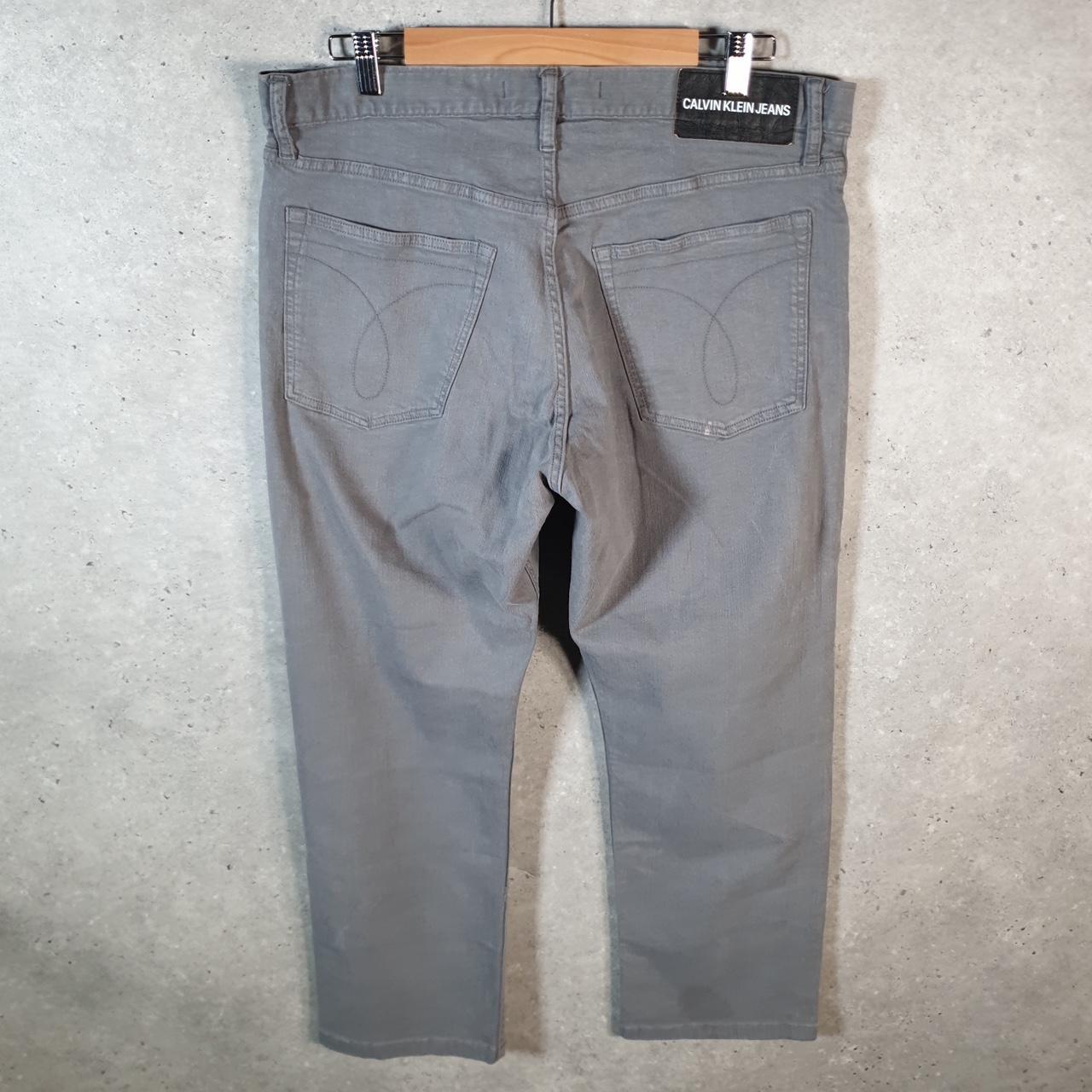 Vintage Calvin Klein Y2K Embroidered Jeans Mens W36 L27 Grey Hip Hop Pattern Pocket Big Fish Vintage