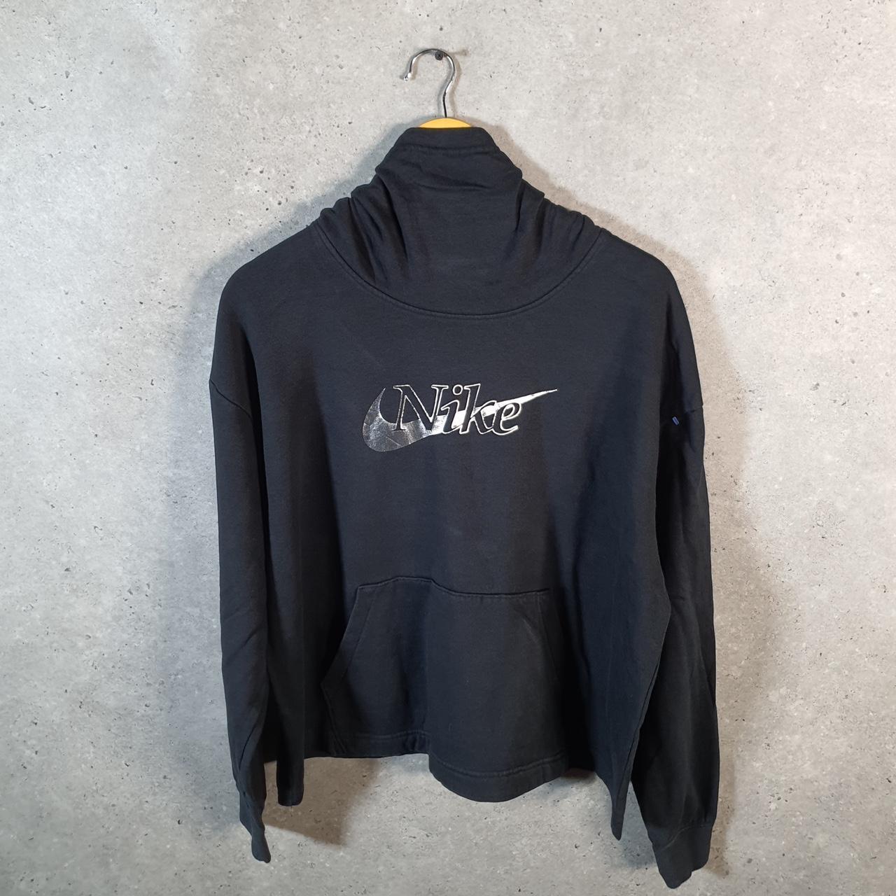 Vintage Nike Club  Hoodie Womens Large Black Swoosh Y2K Pullover