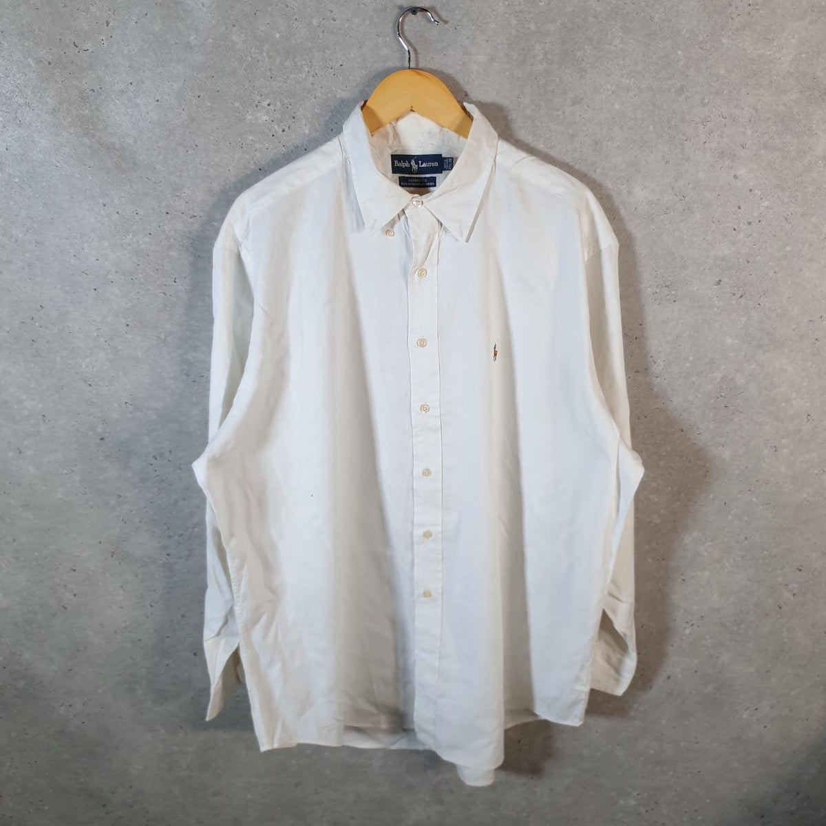 Vintage Ralph Lauren Button Down Shirt Men’s XL White Yarmouth Fit Cotton Pony