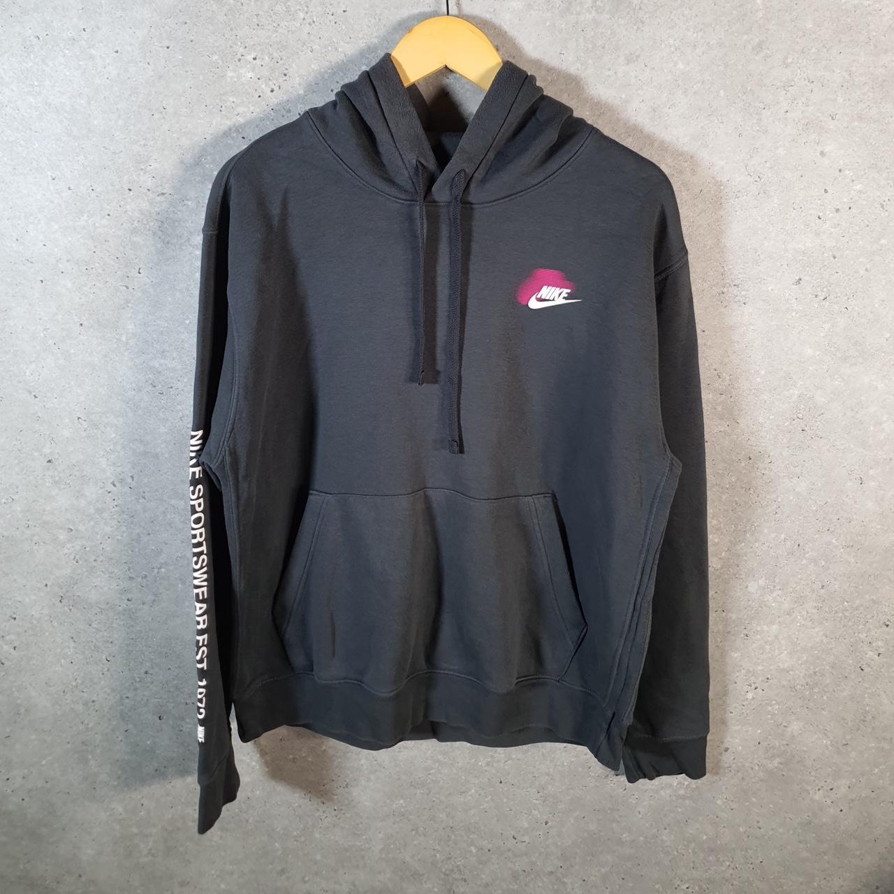 Vintage Nike Club Hoodie Men’s Large Black Swoosh Y2K Pullover Sweatshirt Logo