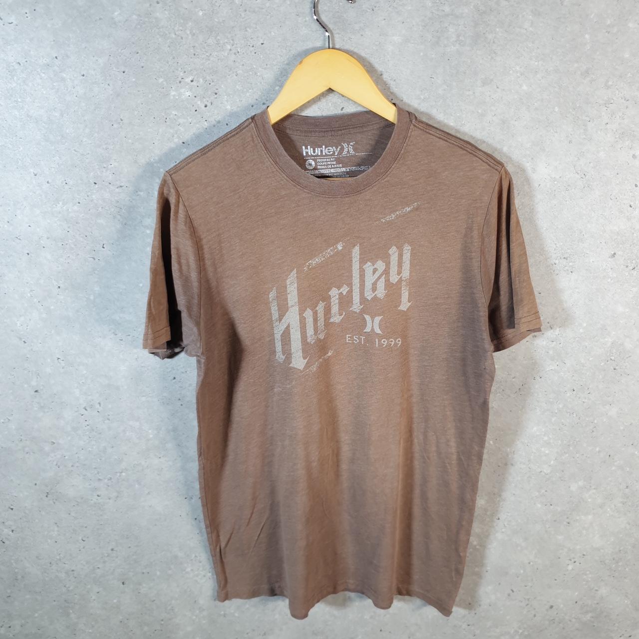 Vintage Hurley T Shirt Men’s Medium Brown Casual Sports Logo Athletic
