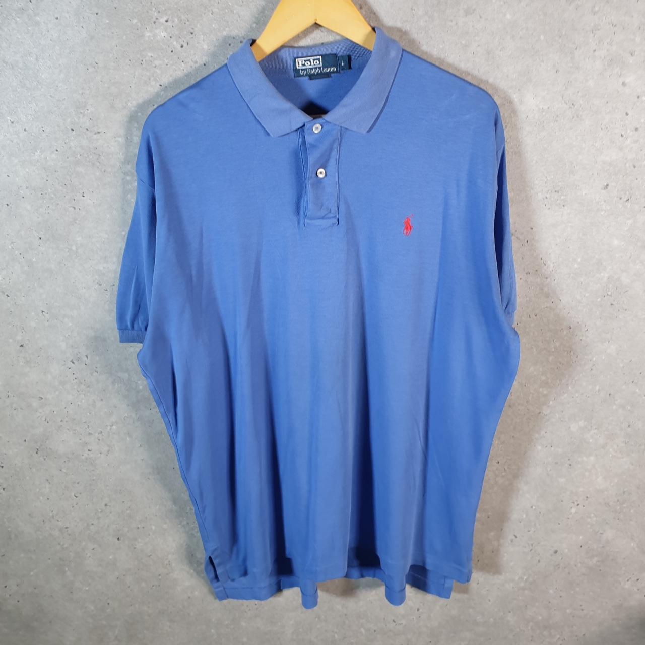 Vintage Ralph Lauren Polo Shirt Men’s Large Blue Custom Fit Embroidered Pony