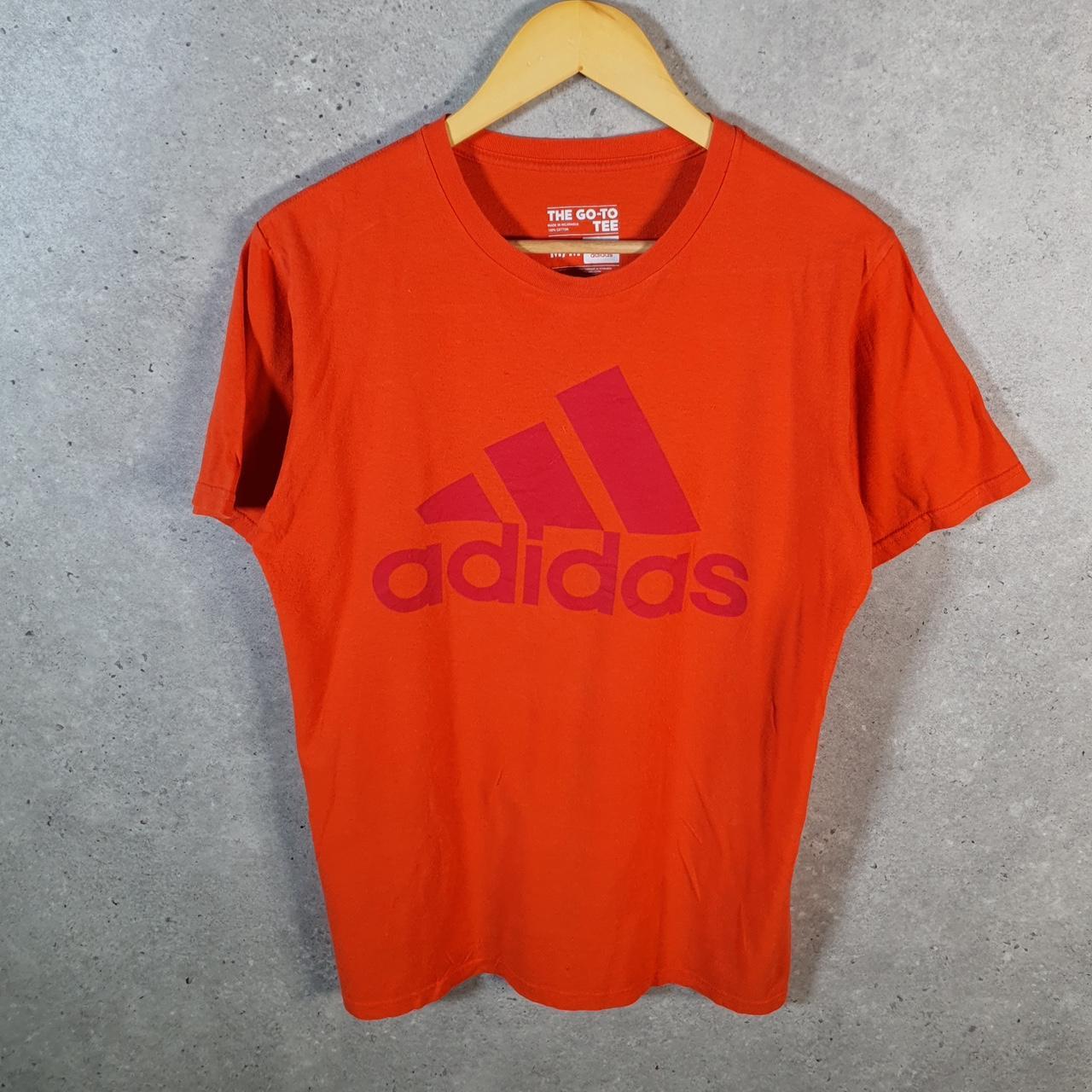 Vintage Adidas Go To Tee T Shirt Mens Medium Orange Three Stripes Logo Athletic