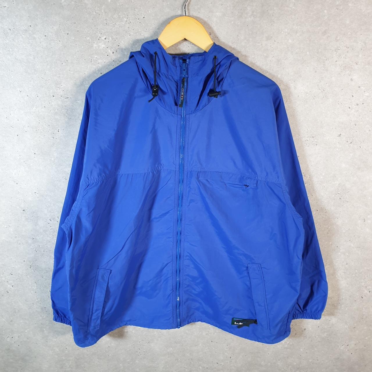 Vintage L.L. Bean USA Outdoors Nylon Jacket Mens XL Blue Waterproof Hooded