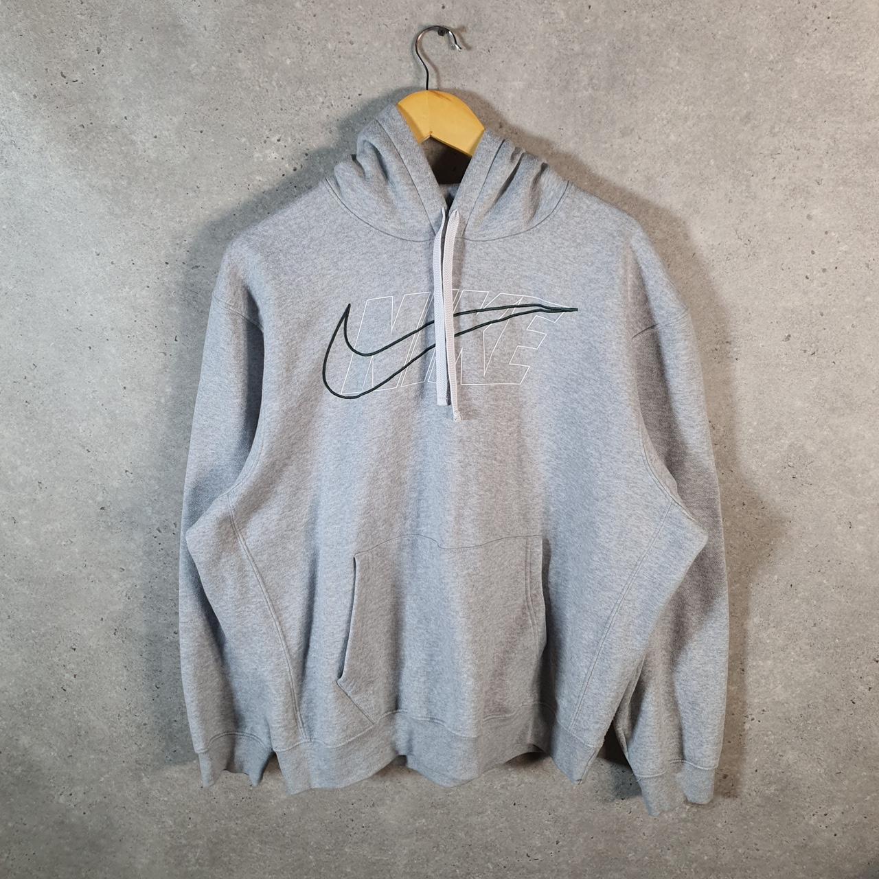Vintage Nike Embroidered Club Hoodie Men’s XL Grey Swoosh Y2K Pullover