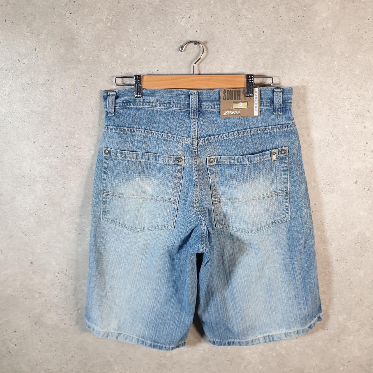 Vintage Southpole Baggy Y2K Hip Hop Jeans Shorts Jorts Mens W34 Blue Denim USA Big Fish Vintage