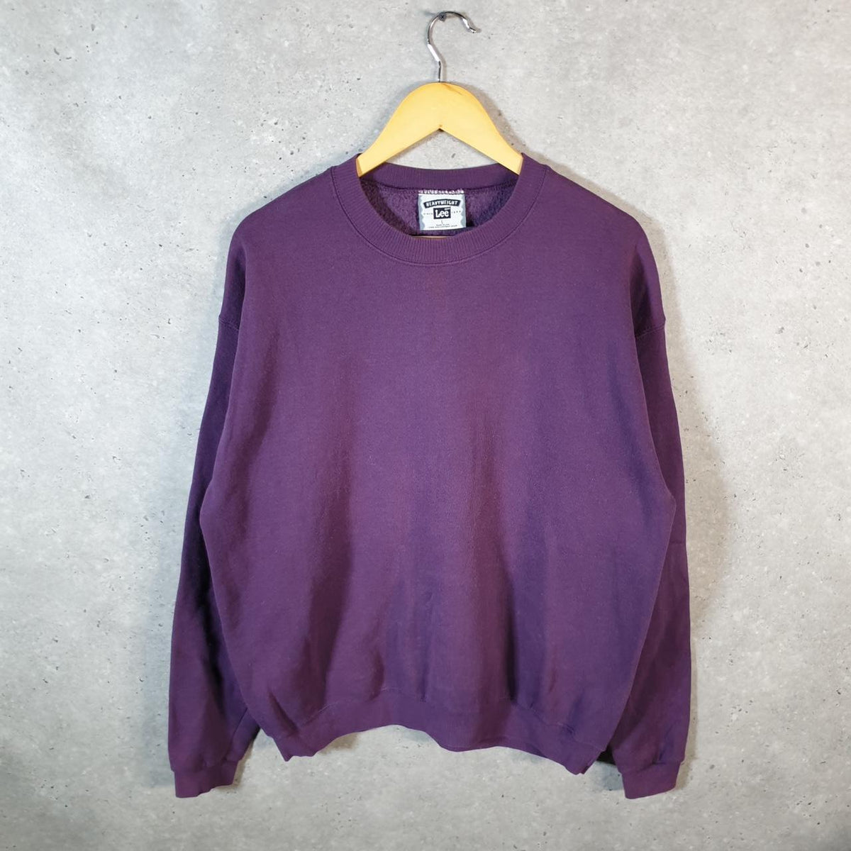 Vintage Lee Heavyweight Sweatshirt Men’s Large Purple USA Pullover Blank Baggy