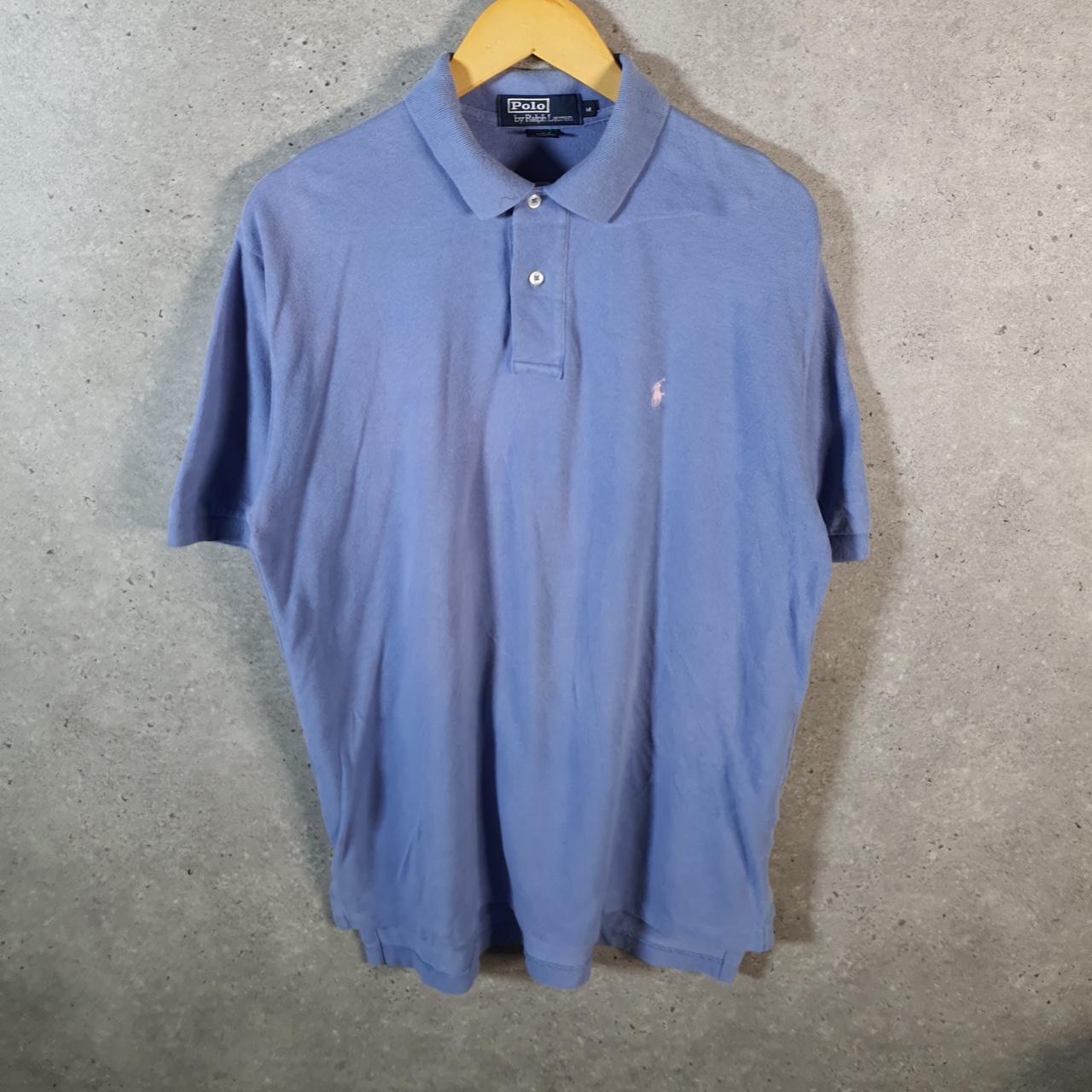 Vintage Ralph Lauren Polo Shirt Men’s Medium Blue Custom Fit Cotton Embroidered Pony