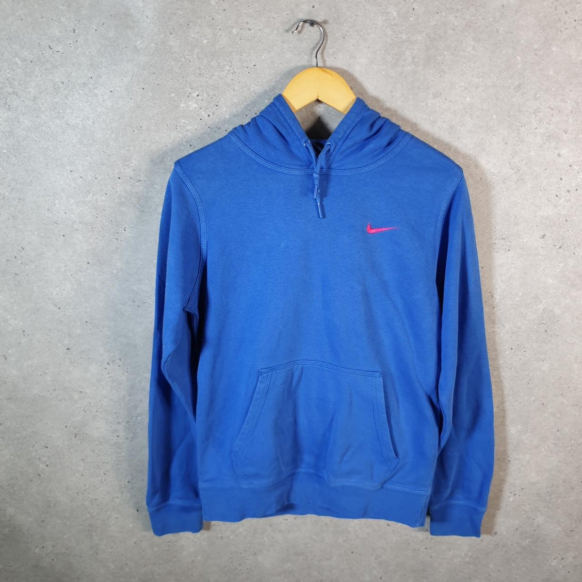 Vintage Nike Club Embroidered Hoodie Men’s Small Blue Swoosh Y2K Pullover