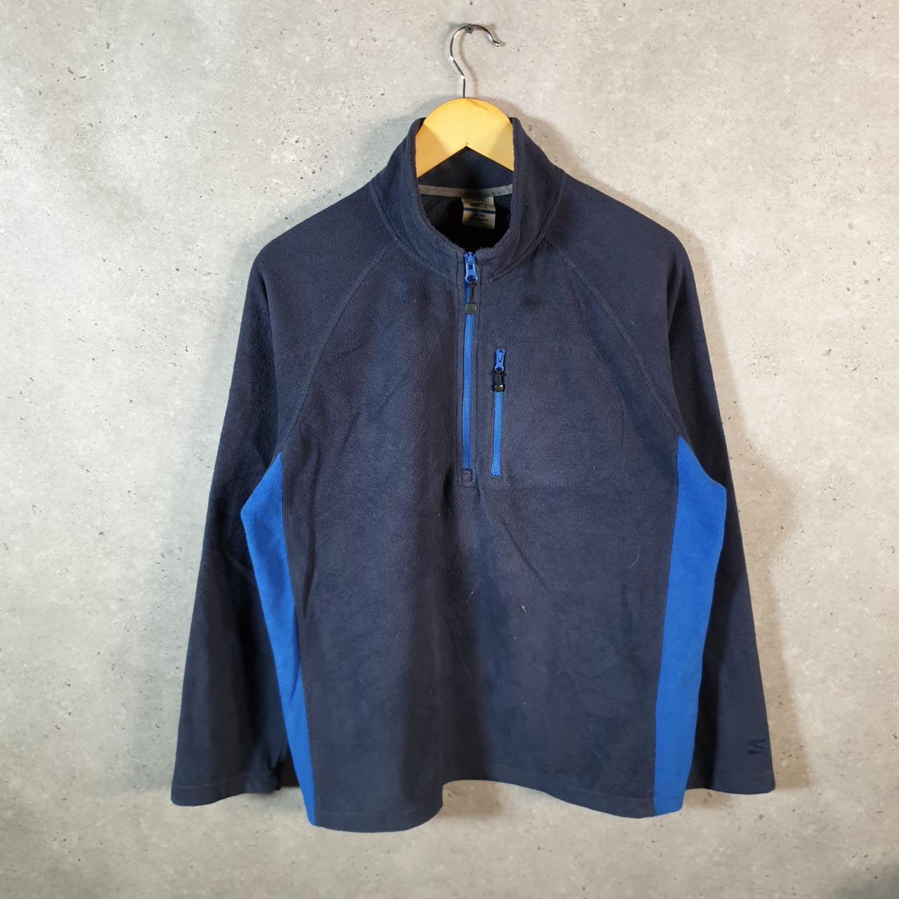 Vintage Starter Fleece Sweatshirt Jacket Mens Medium Navy Blue 1/4 Zip Embroidered Logo