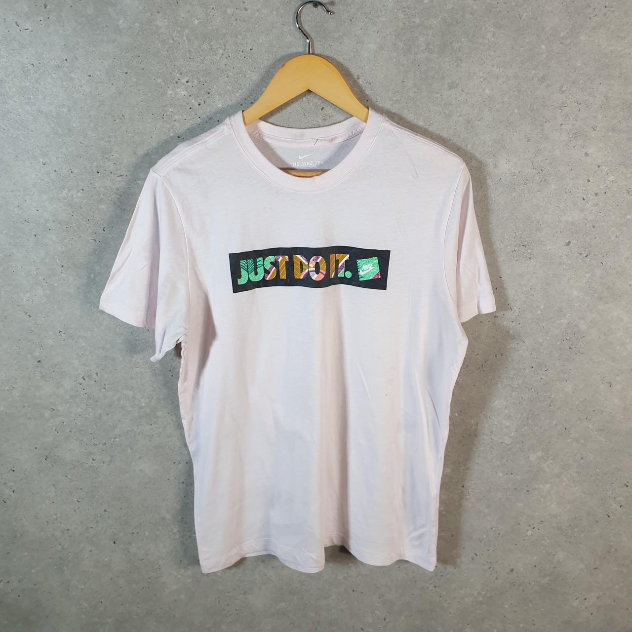 Vintage Nike Just Do It T Shirt Men’s Medium White Logo Printed Swoosh Athletic