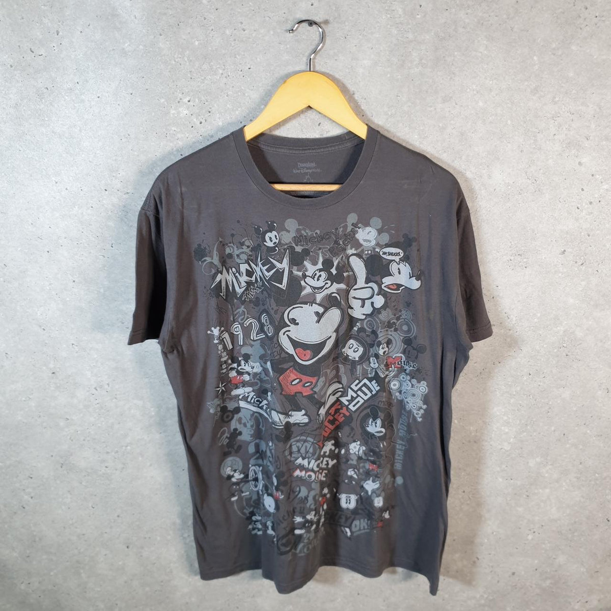 Vintage Disney Land Mickey Mouse T Shirt Men’s Large Grey Graphic Cartoon C9693