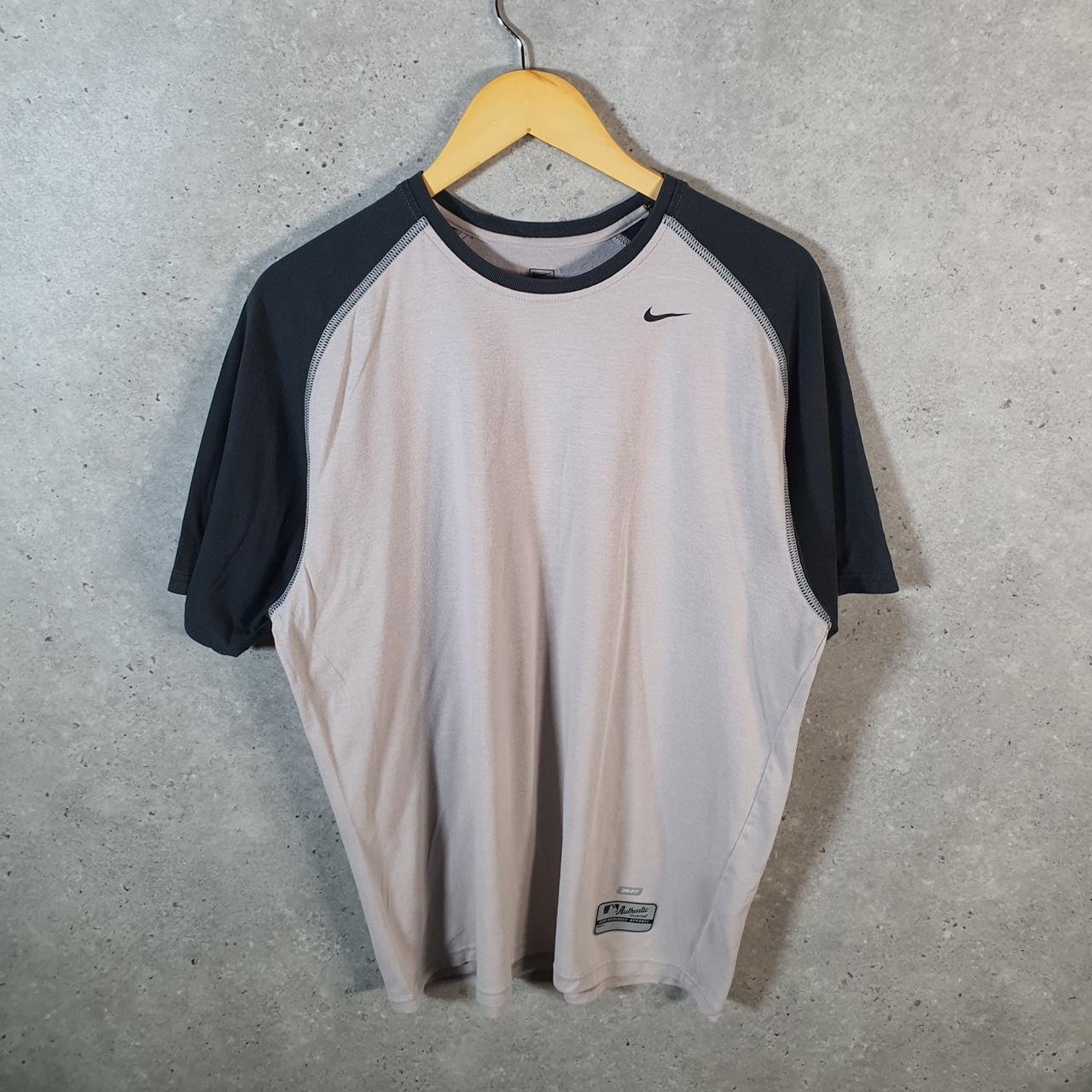 Vintage Nike Team MLB Baseball Dri Fit T Shirt Men’s Medium Beige Printed Swoosh Athletic