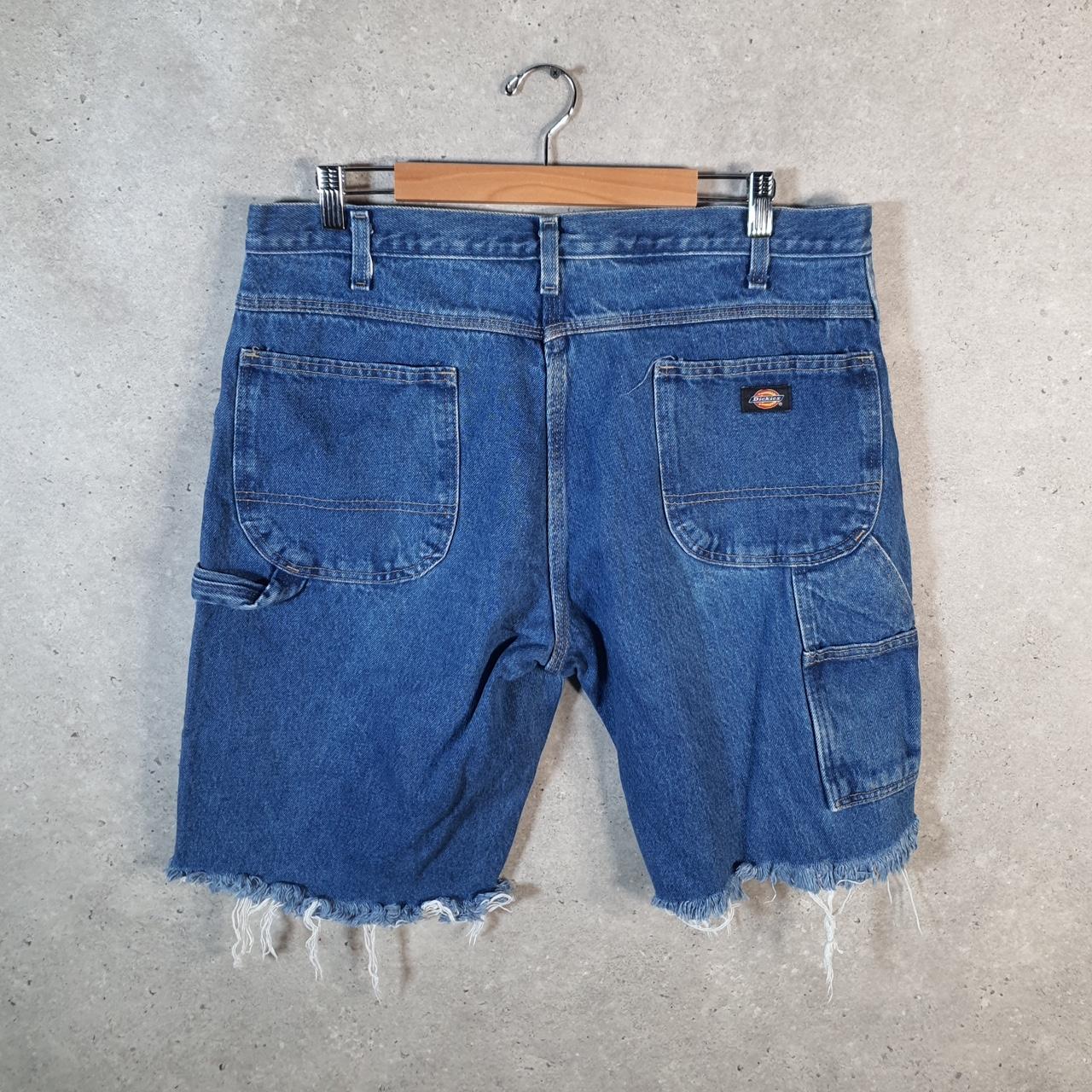 Vintage Dickies Baggy Denim Jean Shorts Jorts Cargo Mens W38 Blue Loose Fit