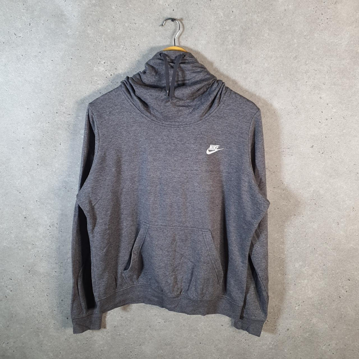 Vintage Nike Club Hoodie Womens Large Grey Swoosh Y2K Pullover Logo