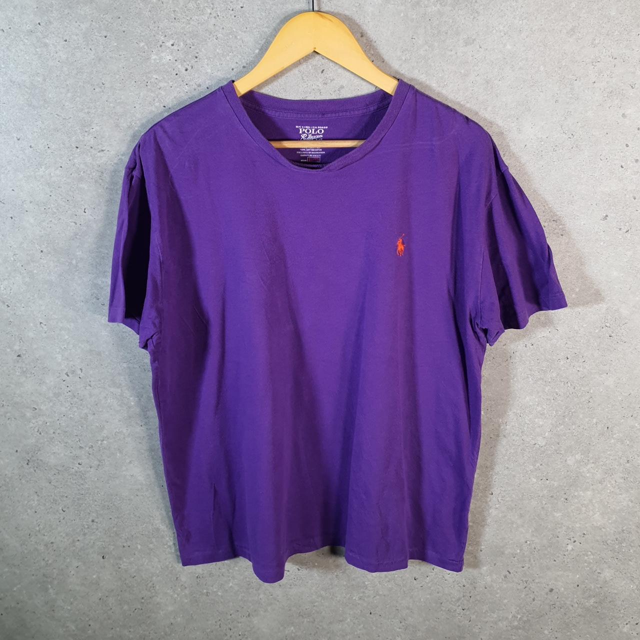 Vintage Ralph Lauren Polo Sport T Shirt Men’s Large Purple Custom Fit Embroidered Pony C8662