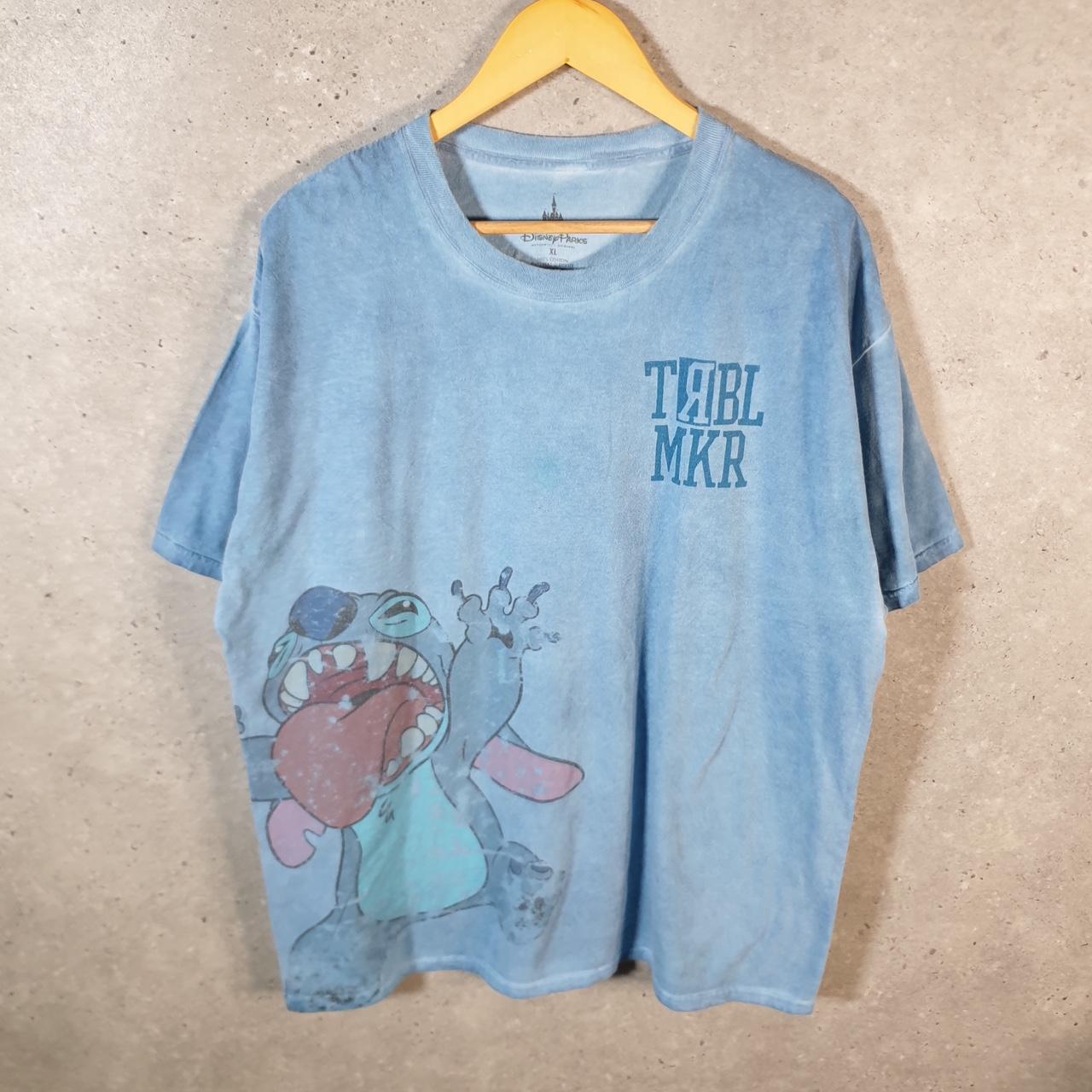 Vintage Disney Land Trouble Maker T Shirt Men’s XL Blue Logo Graphic Cartoon