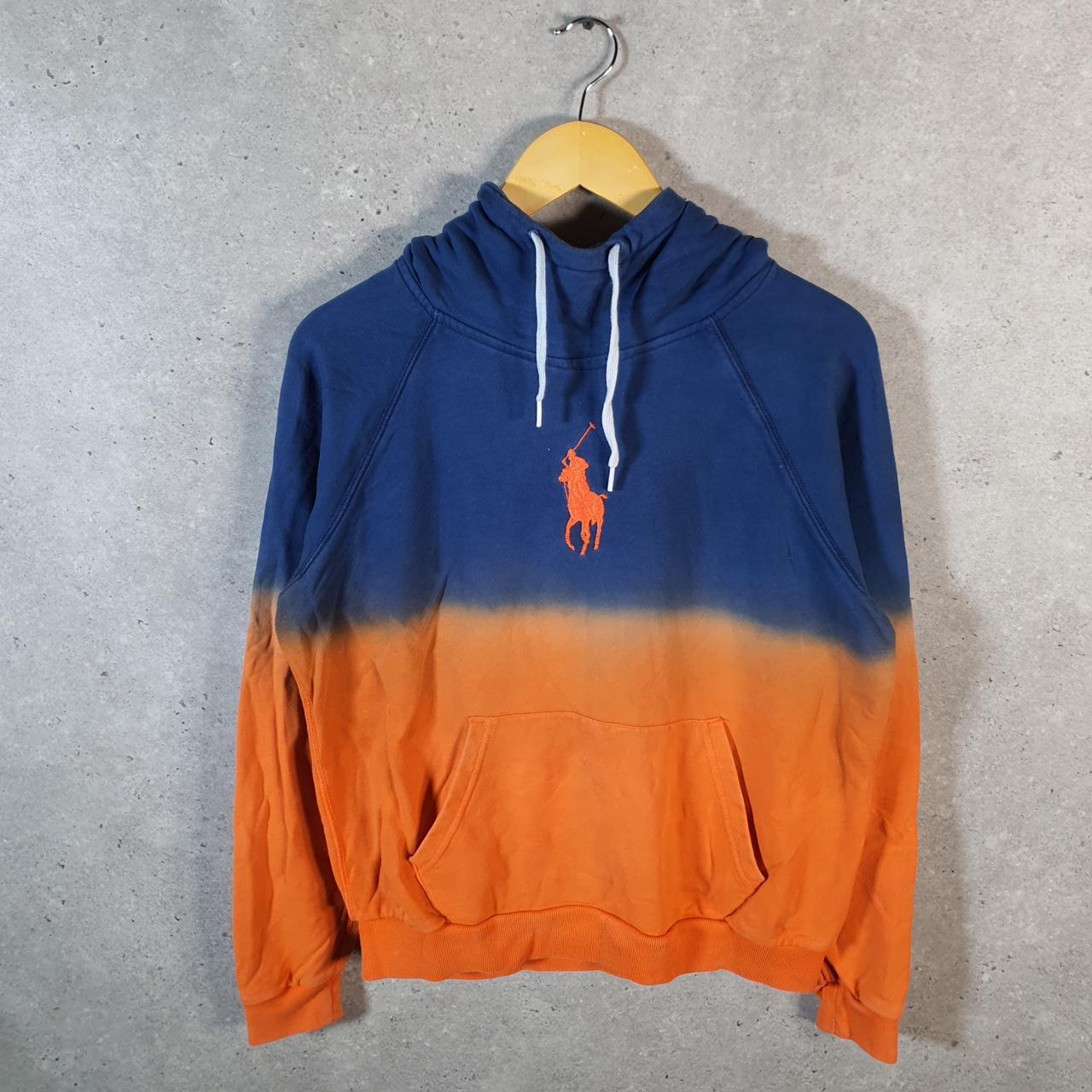 Vintage Ralph Lauren Polo Centre Logo Hodie Womens Large Blue Cotton Pullover Pony
