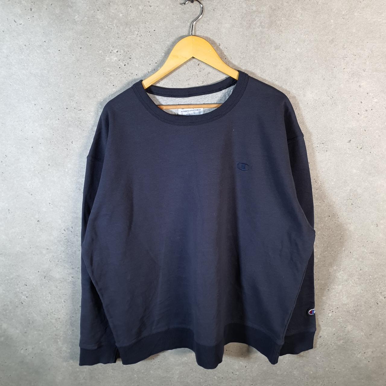Vintage Champion Sweatshirt Men’s 2XL Navy Blue USA Pullover Spellout Logo