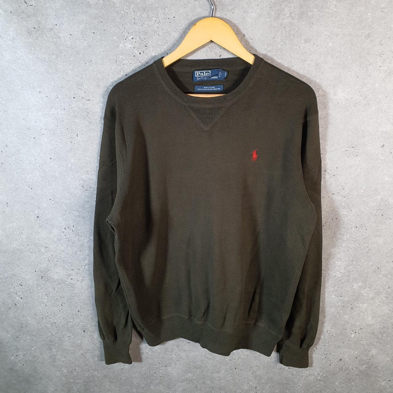 Vintage Ralph Lauren Polo Sweatshirt Men’s Large Khaki Green Cotton Pullover Pony