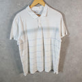 Vintage Calvin Klein Spellout Polo Shirt Men’s XL White Striped Casual Sports