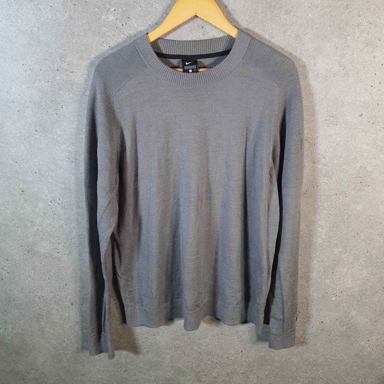 Vintage Nike Knit Wool Club Sweatshirt Mens Large Grey Swoosh Y2K Pullover Logo