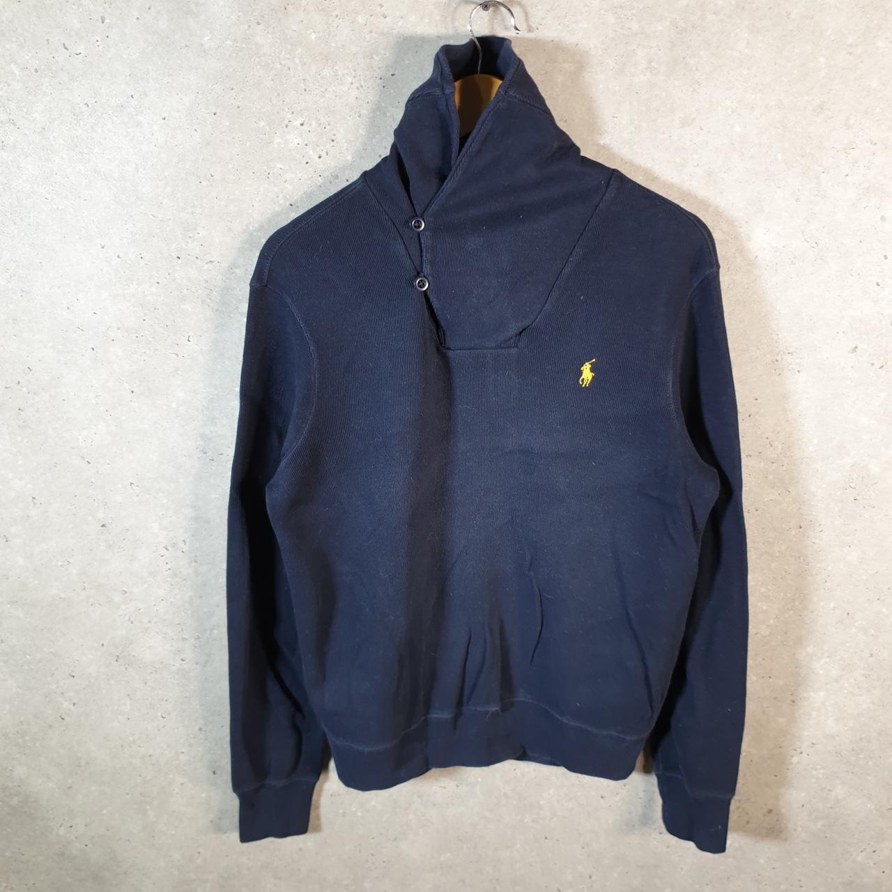 Vintage Ralph Lauren Polo 1/4 Button Sweatshirt Men’s  Medium Navy Blue Cotton Pullover Pony