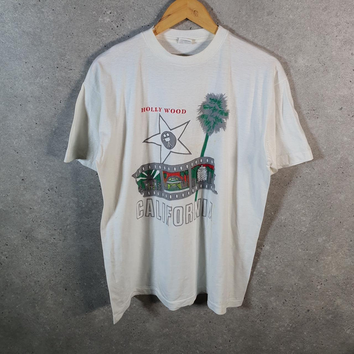 Vintage Caribbean Dream California Hollywood 90s USA Single Stitch T Shirt Men’s XL White