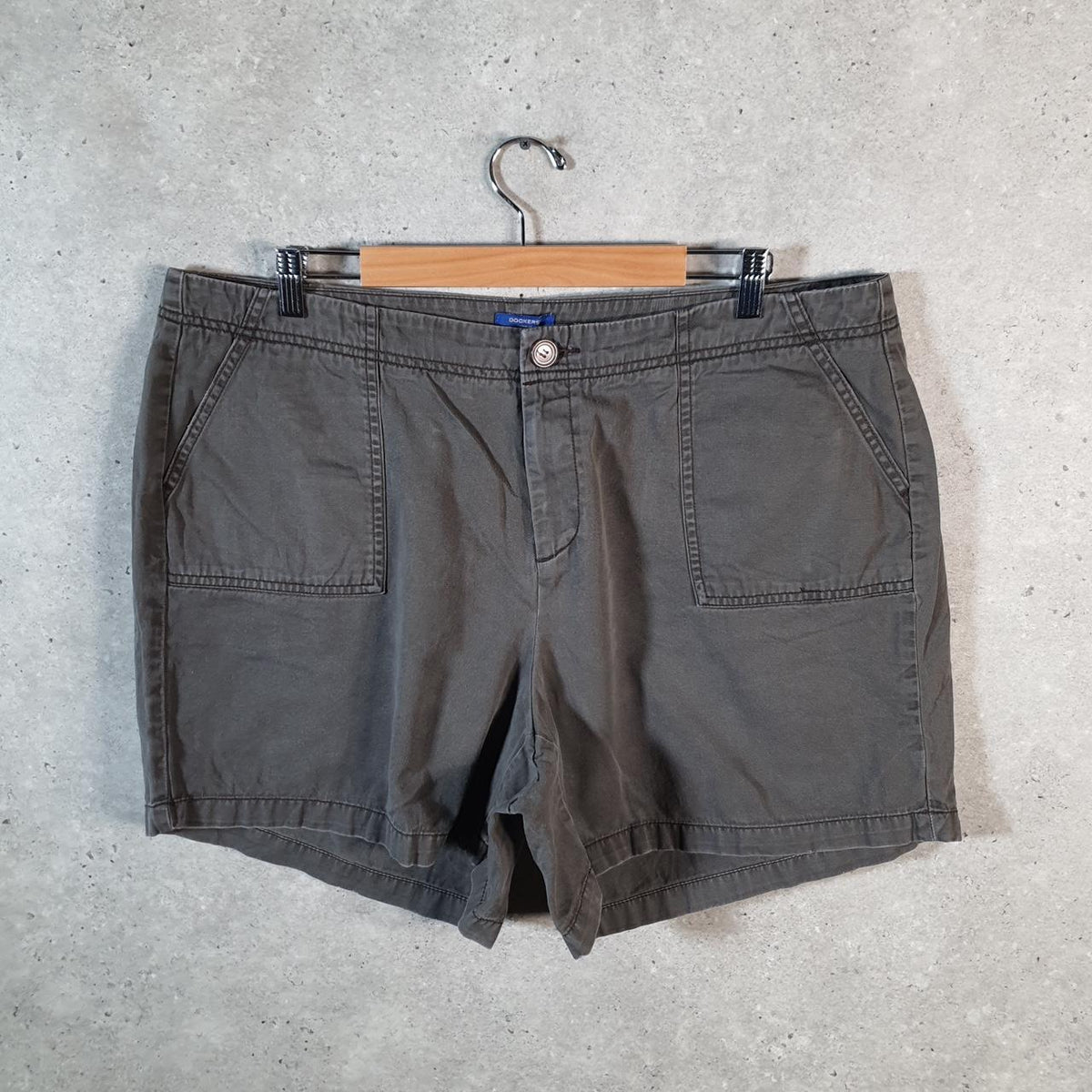 Vintage Dockers Chino Shorts Jorts Cargo Womens W40 Grey Baggy Cotton A4412