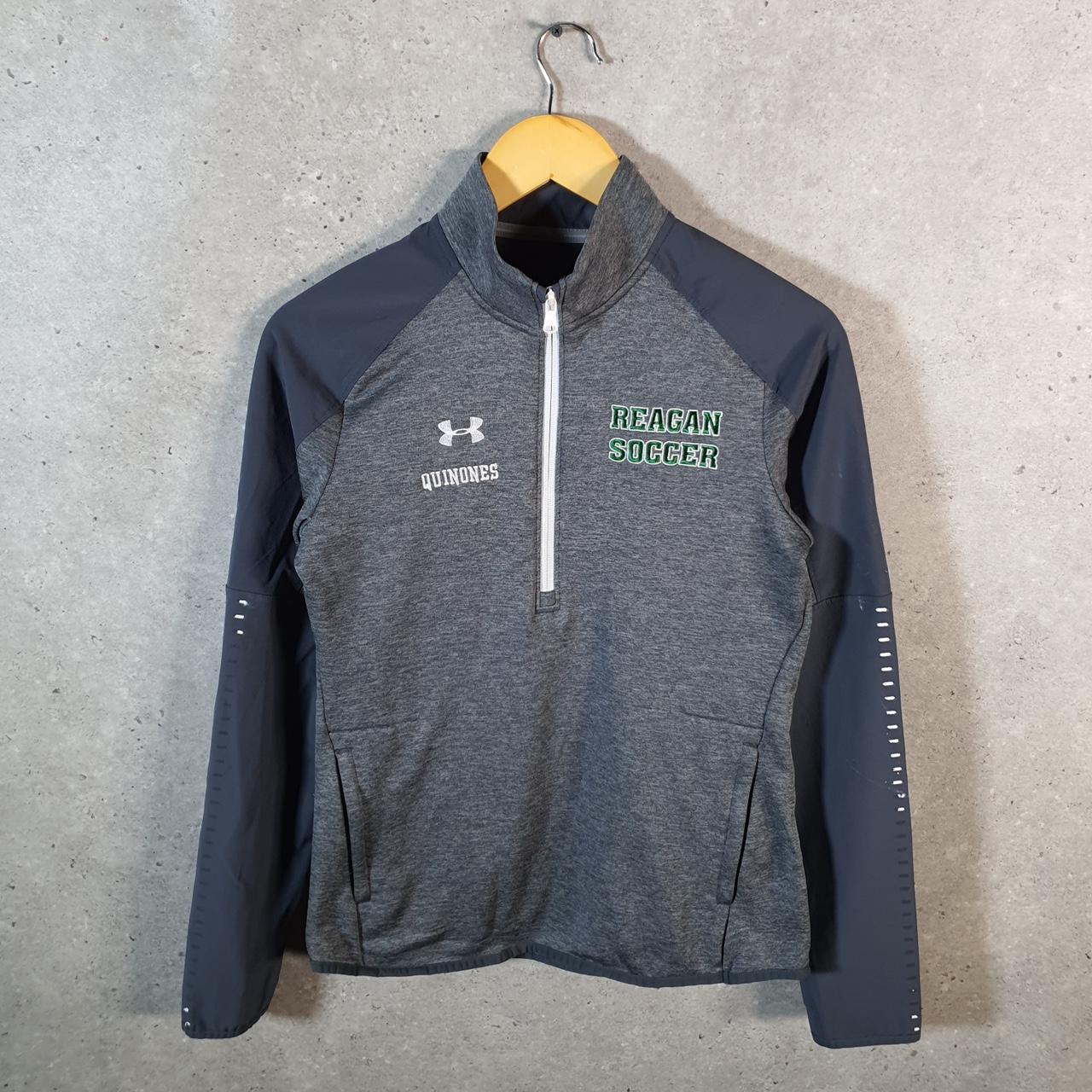 Vintage Under Armour Coldgear Windbreaker Track Jacket Mens Small Grey USA 1/4 Zip
