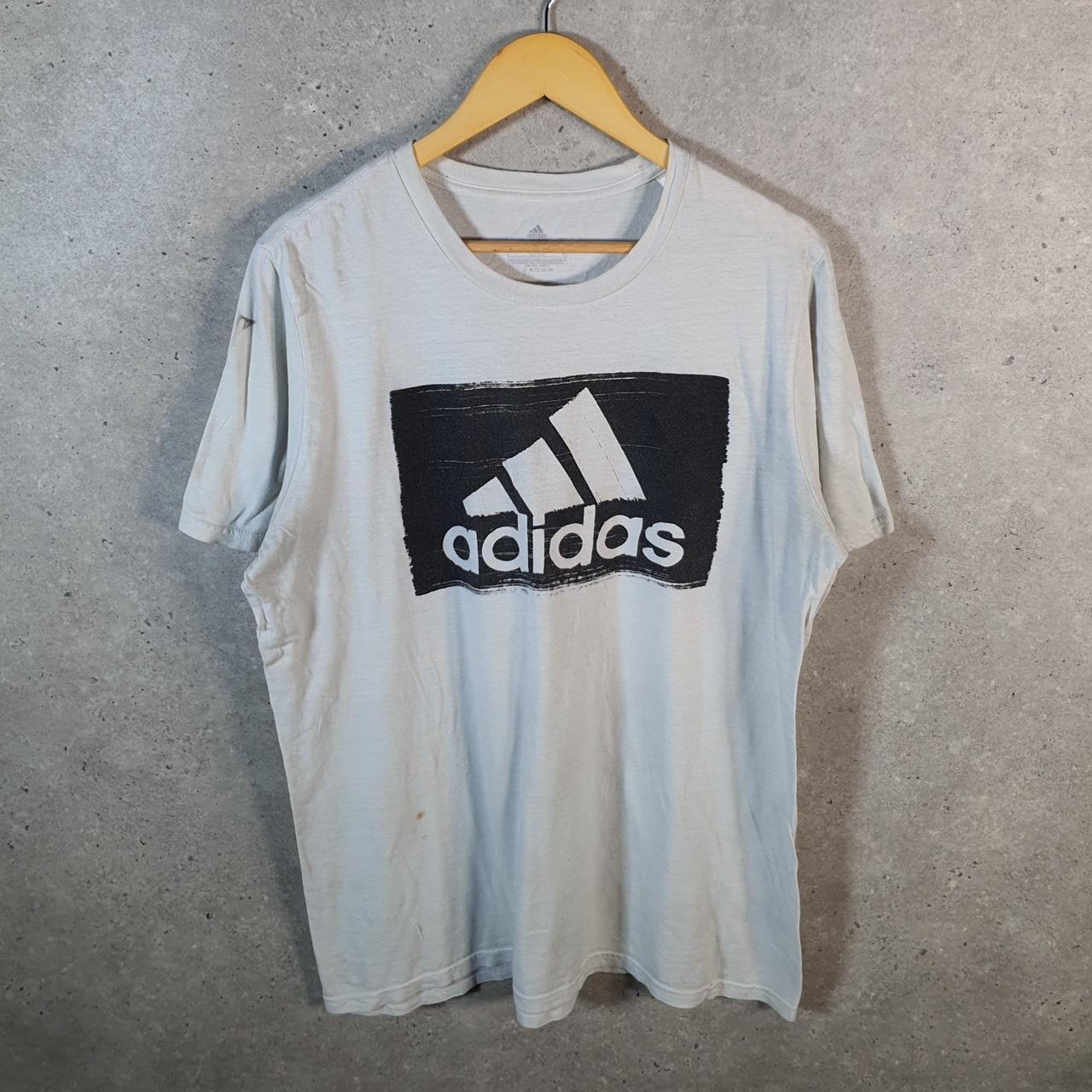 Vintage Adidas Amplifier T Shirt Shirt Men’s Large Grey Three Stripes Logo Athletic C9860