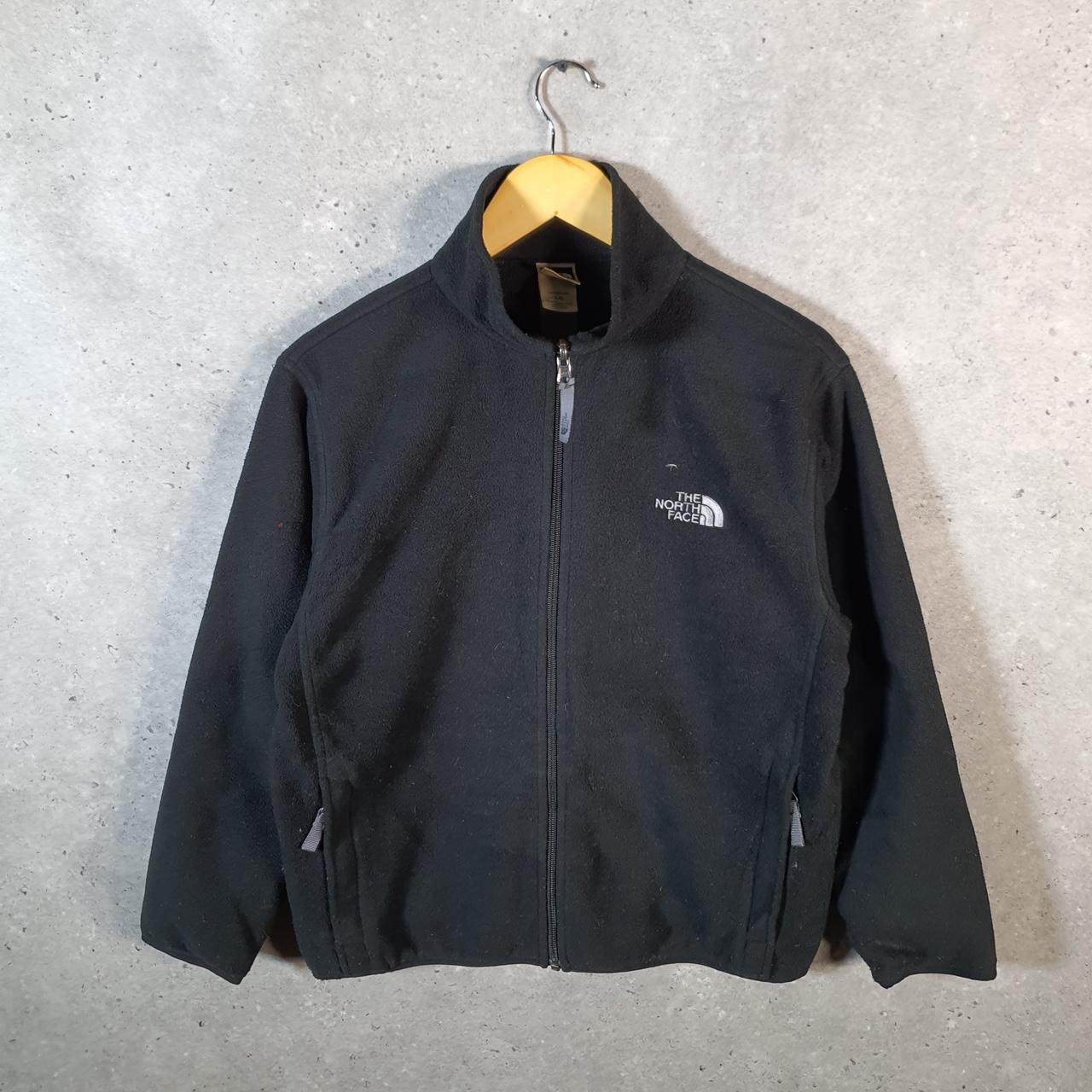 Vintage The North Face TNF Teddy Fleece Sweatshirt  Girls Large Black Full Zip Logo