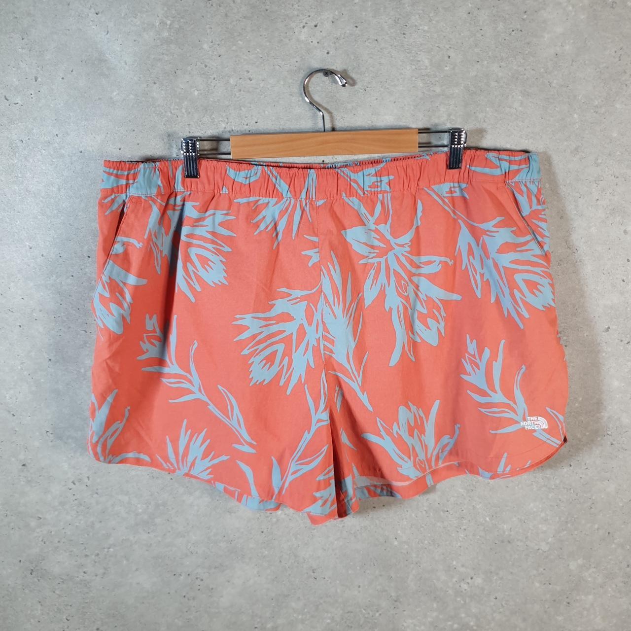 Vintage The North Face TNF Shorts Jorts Chino Cargo Womens 3XL Floral Orange Baggy Cotton