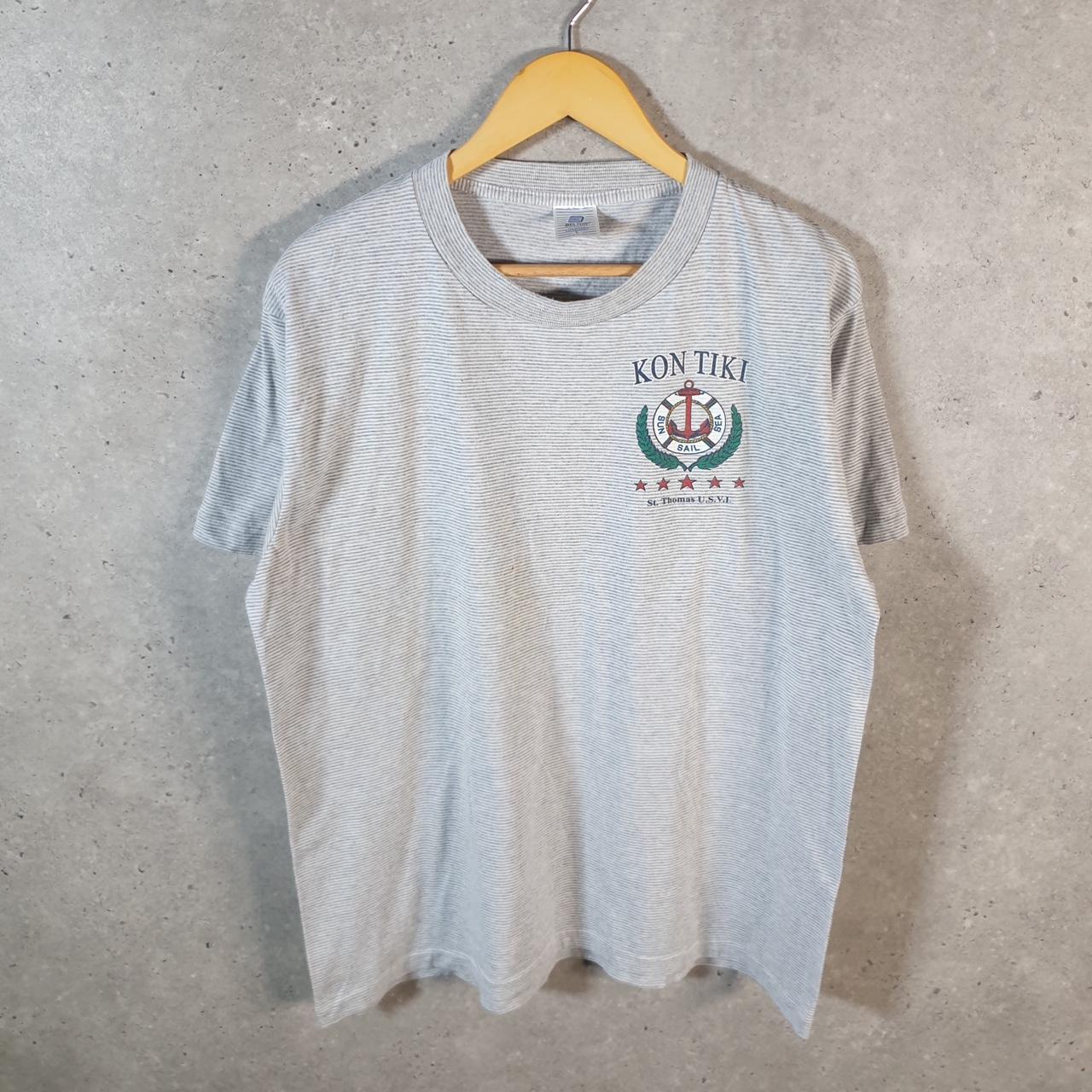 Vintage Belton Kon Tiki St Thomas 90s USA Single Stitch T Shirt Men’s Large Grey