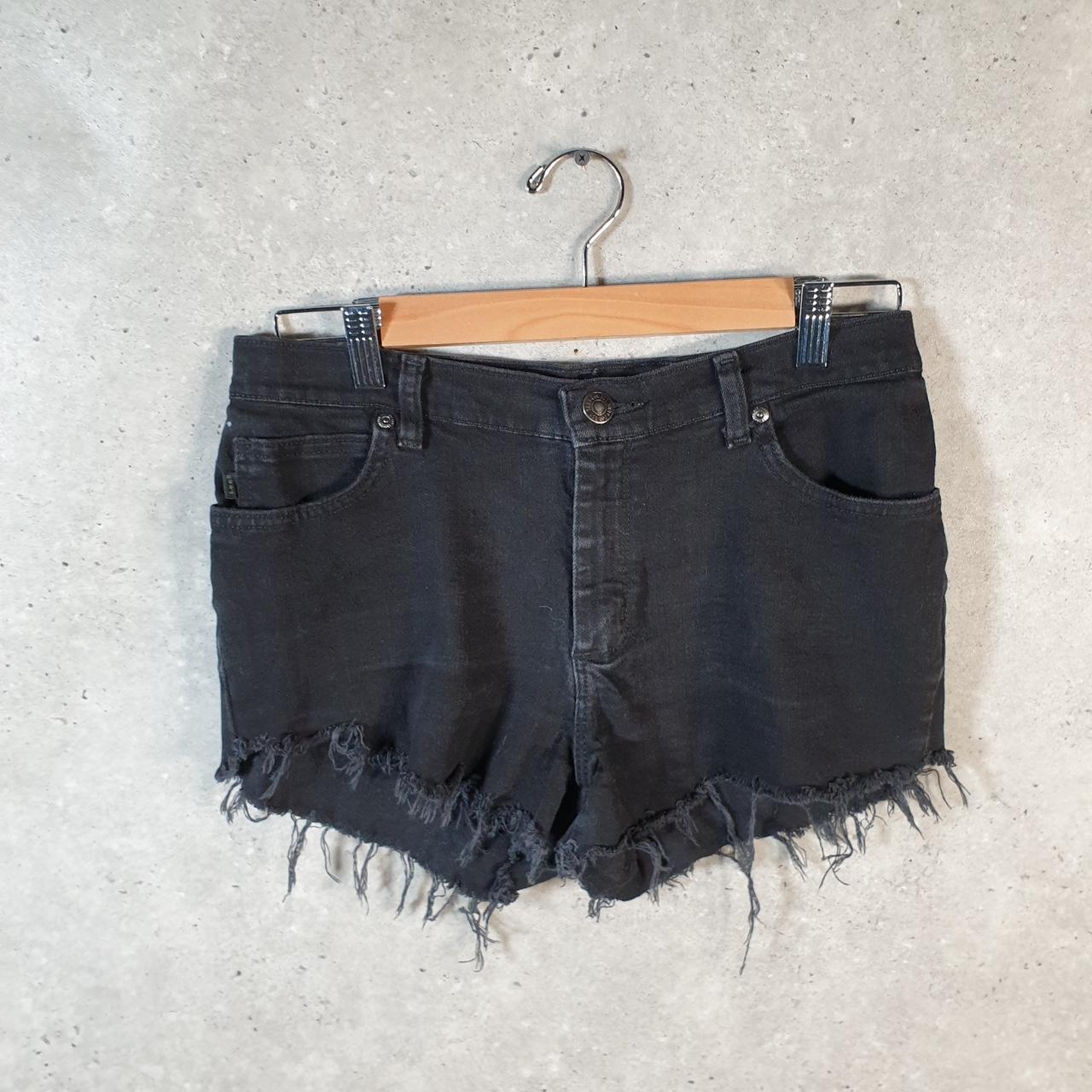Vintage Lee Baggy Shorts Jorts Cargo Womens W30 Black Relaxed Denim