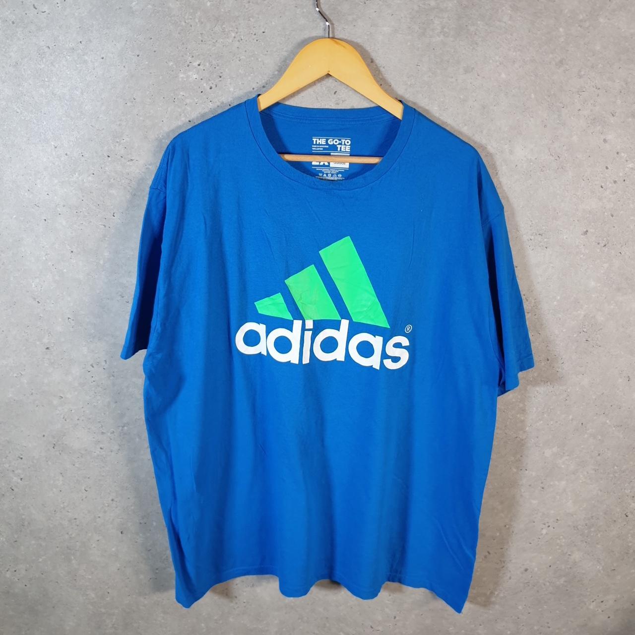 Vintage Adidas Go To Tee T Shirt Men’s 2XL Blue Three Stripes Logo Athletic