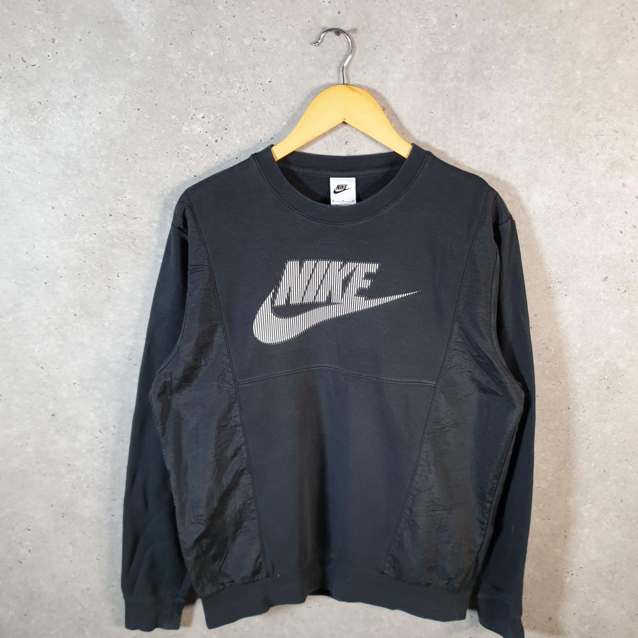 Vintage Nike Club Embroidered Sweatshirt Men’s Medium Black Swoosh Y2K Pullover Logo