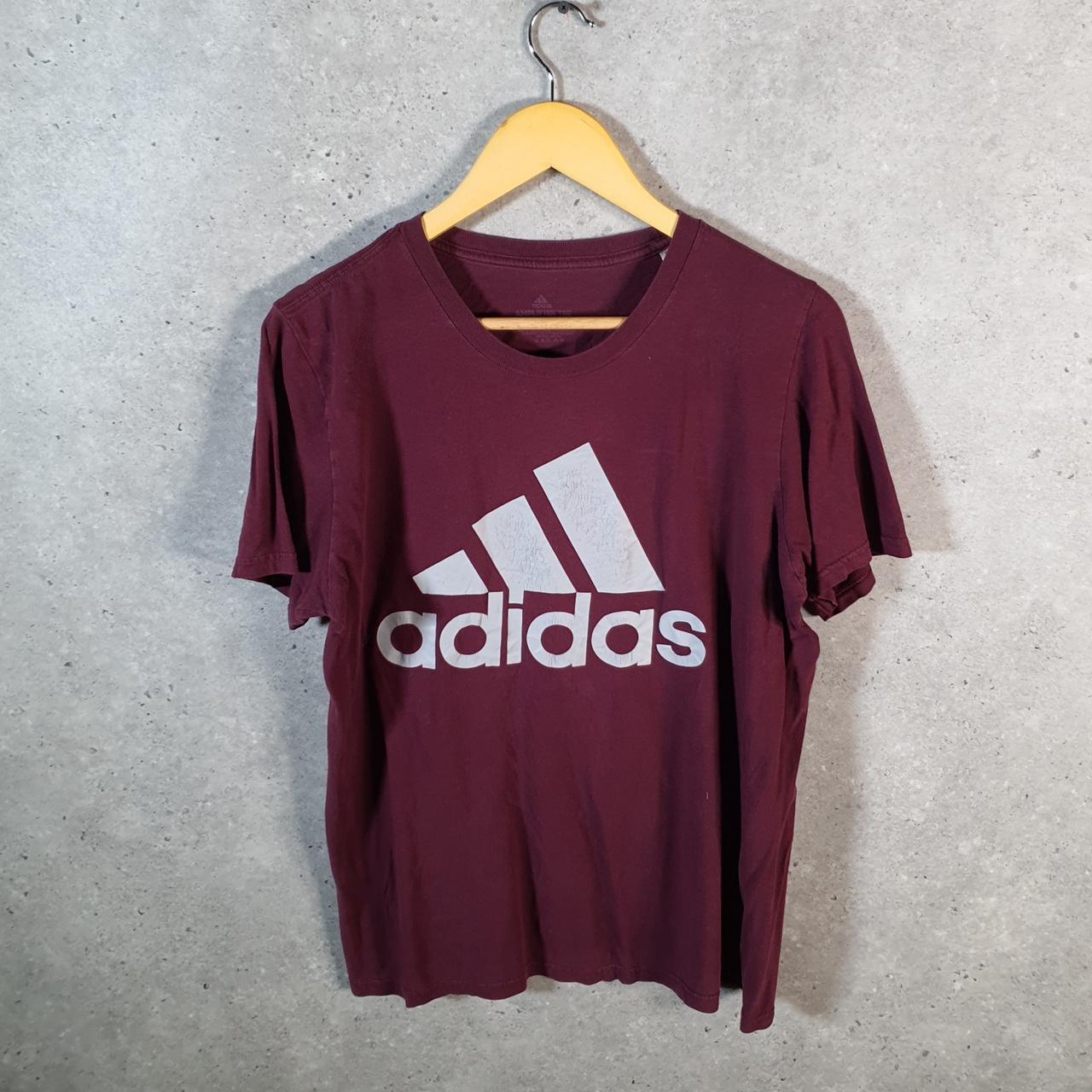 Vintage Adidas Amplifier T Shirt Men’s Medium Burgundy Red Logo