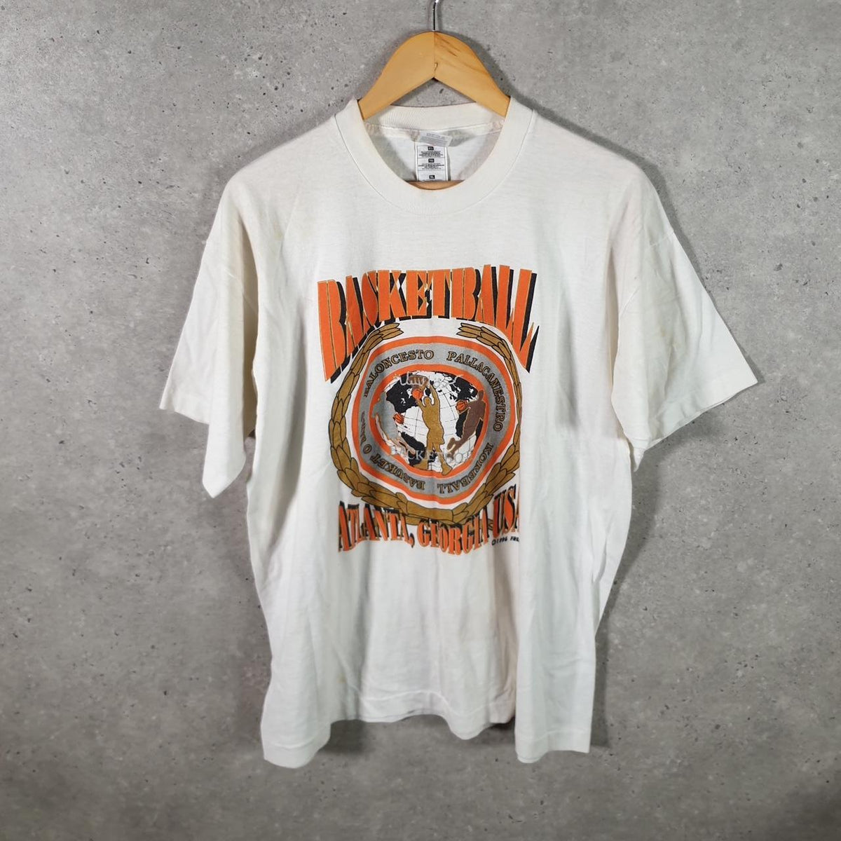 Vintage Best Fruit of the Loom 1996 Basketball Georgia USA Single Stitch T Shirt Men’s XL White Big Fish Vintage