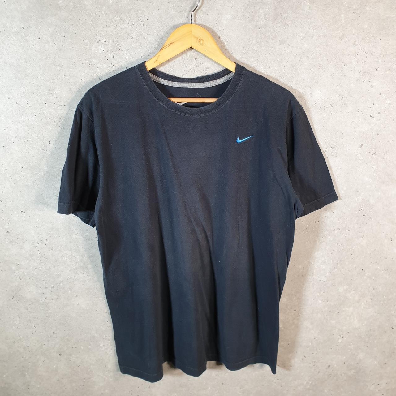 Vintage Nike T Shirt Men’s Large Black Printed Single Swoosh Logo Athletic C8260