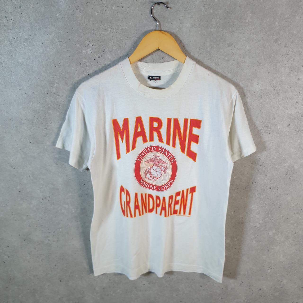 Vintage Fruit of the Loom Marine Crops Grandparent 1994 Single Stitch T Shirt Men’s Medium White