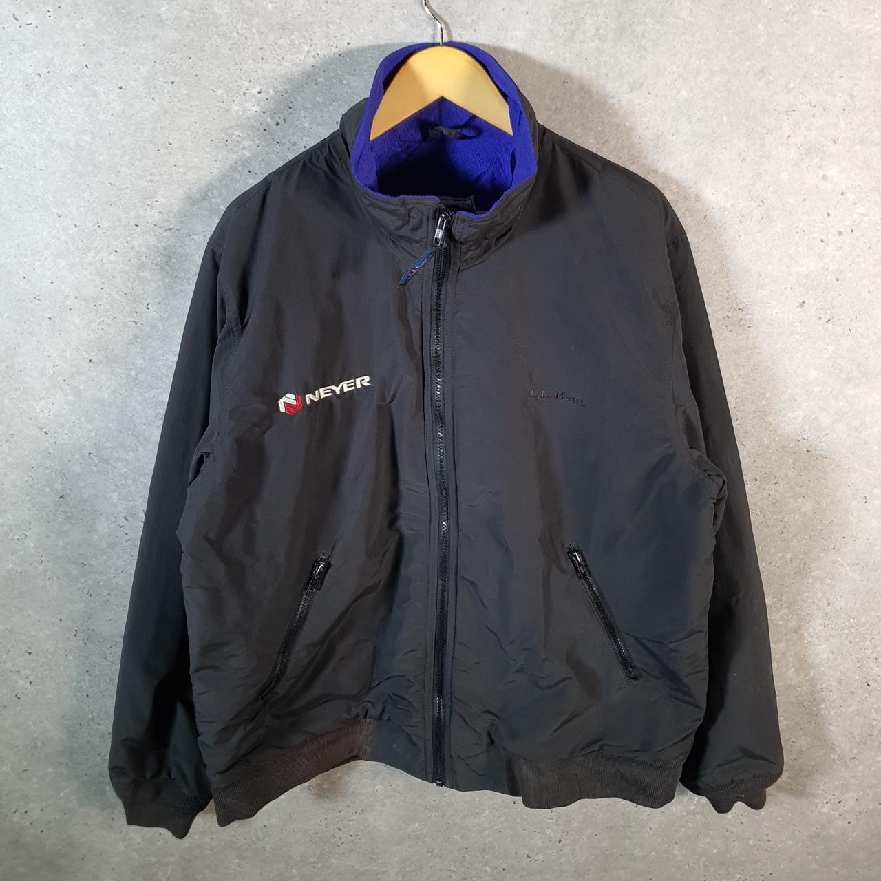 Vintage L.L. Bean Outdoors Nylon Jacket Mens Large Black Full Zip Waterproof
