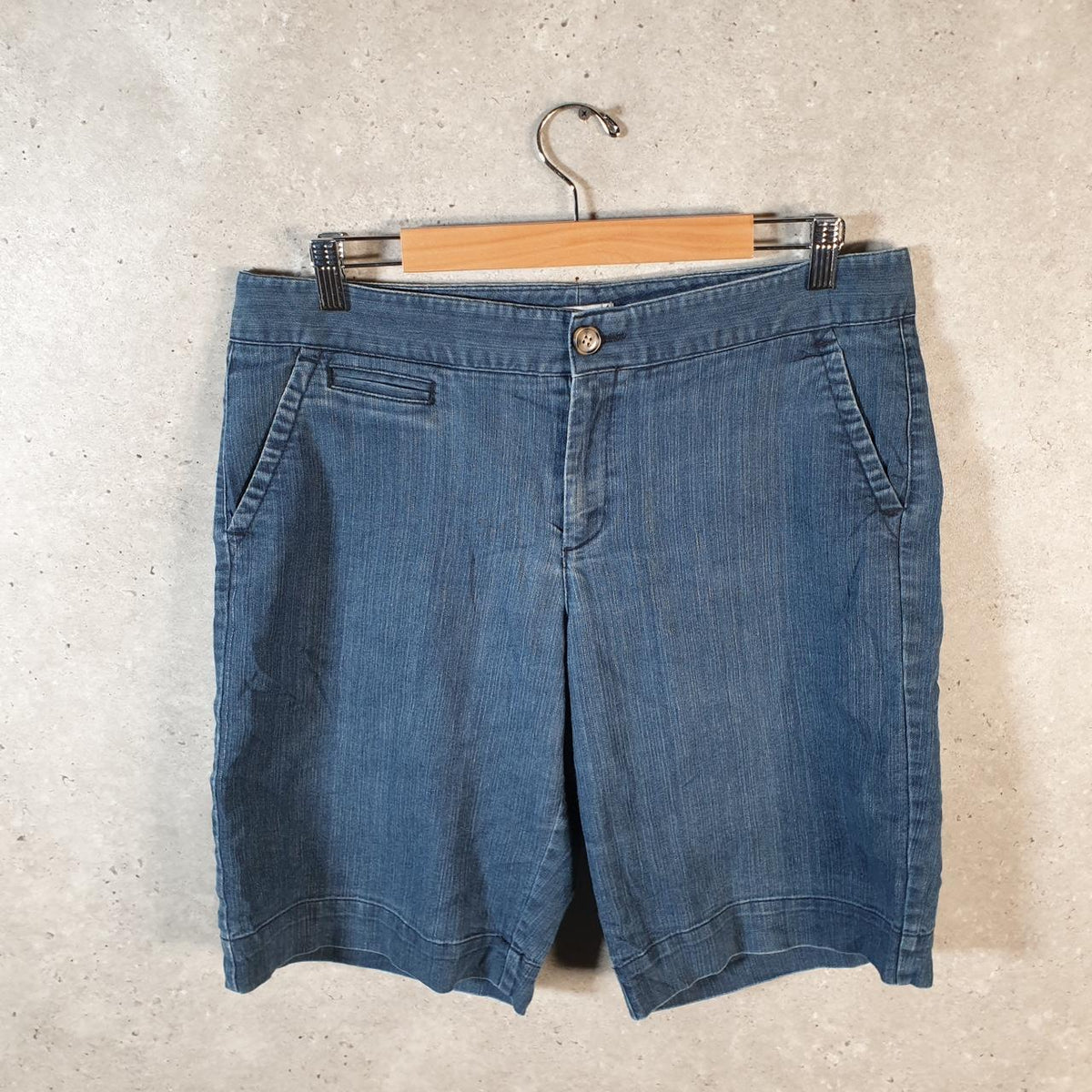 Vintage Dockers Chino Shorts Jorts Cargo Womens W34 Blue Baggy Cotton