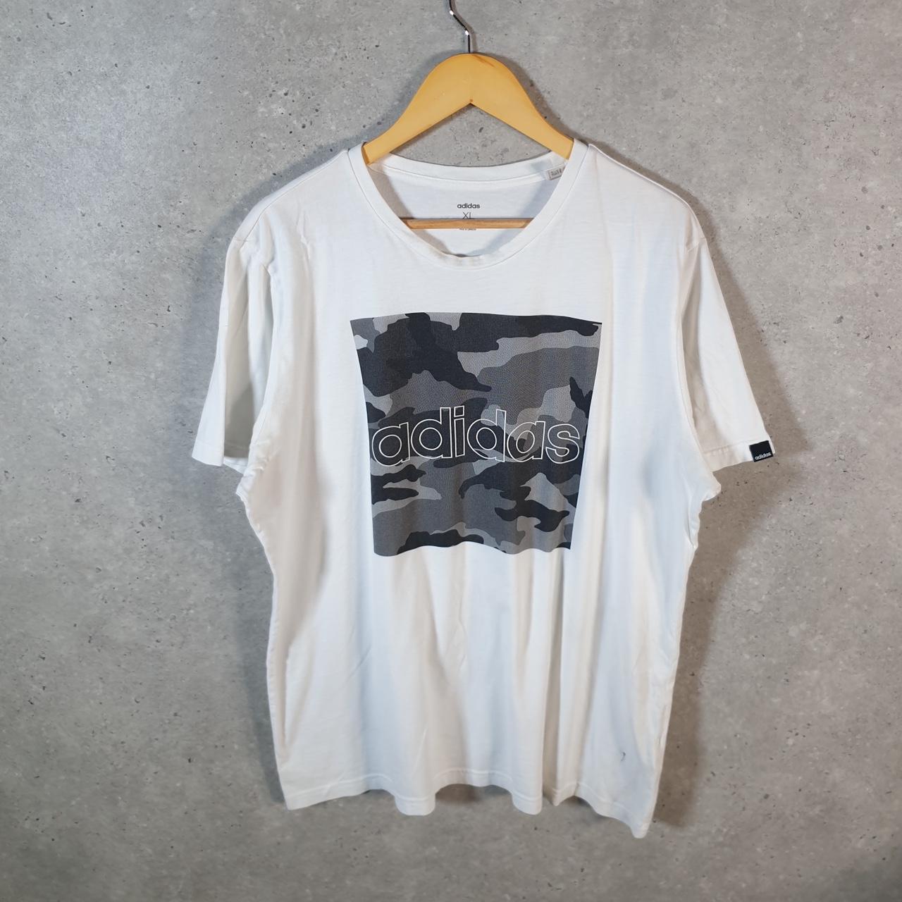 Vintage Adidas T Shirt Men’s XL White Three Stripes Logo Athletic