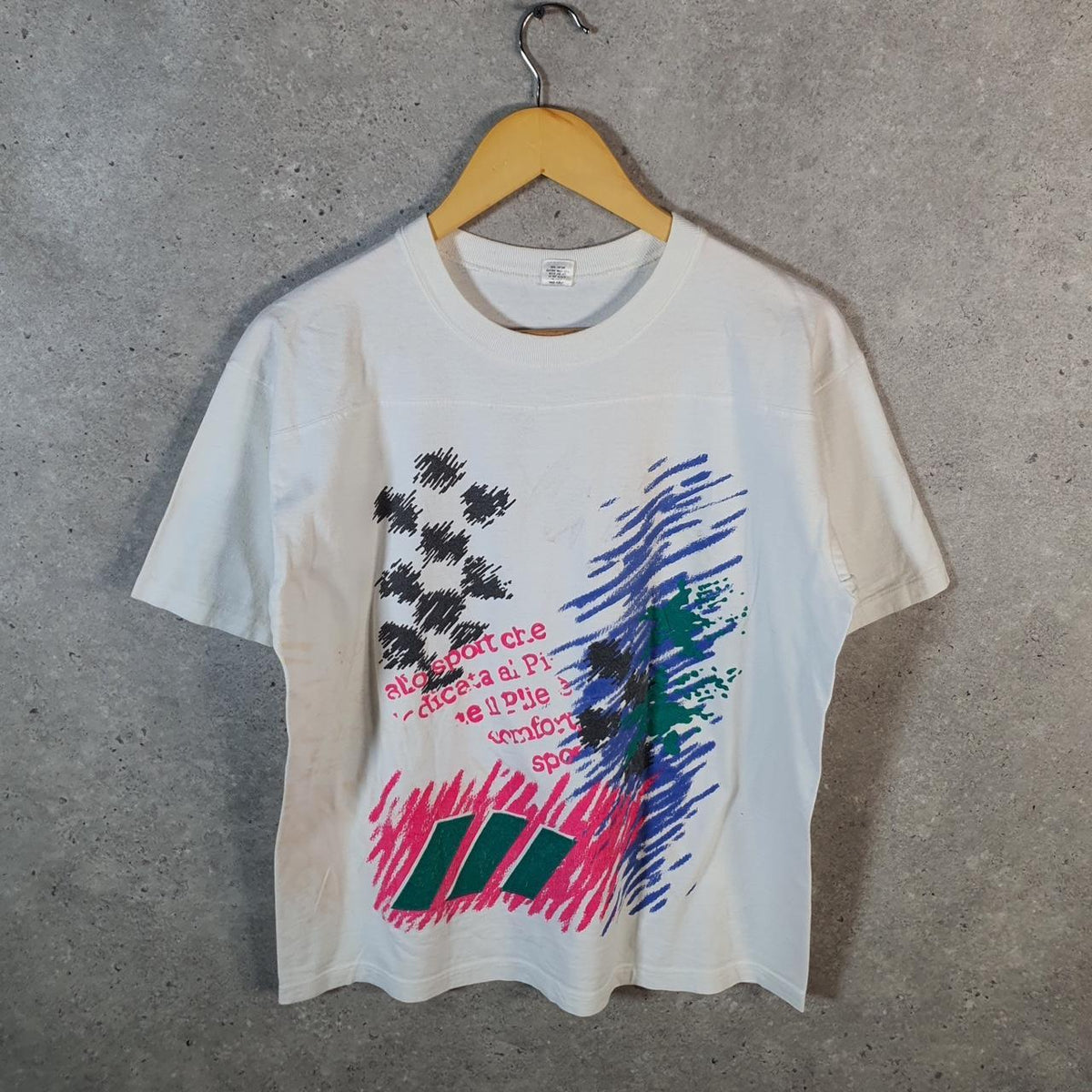 Vintage The Body Co Graphic Spellout 90s USA Single Stitch T Shirt Men’s Small White
