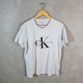 Vintage Calvin Klein Spellout T Shirt Men’s Large White Casual Sports