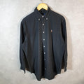 Vintage Ralph Lauren Button Down Shirt Men’s Large Black Custom Fit Cotton Pony