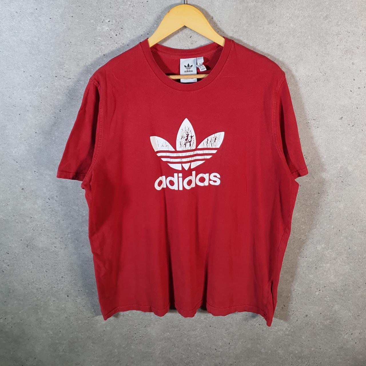 Vintage Adidas Trefoil Retro T Shirt Men’s XL Red Three Stripes Logo