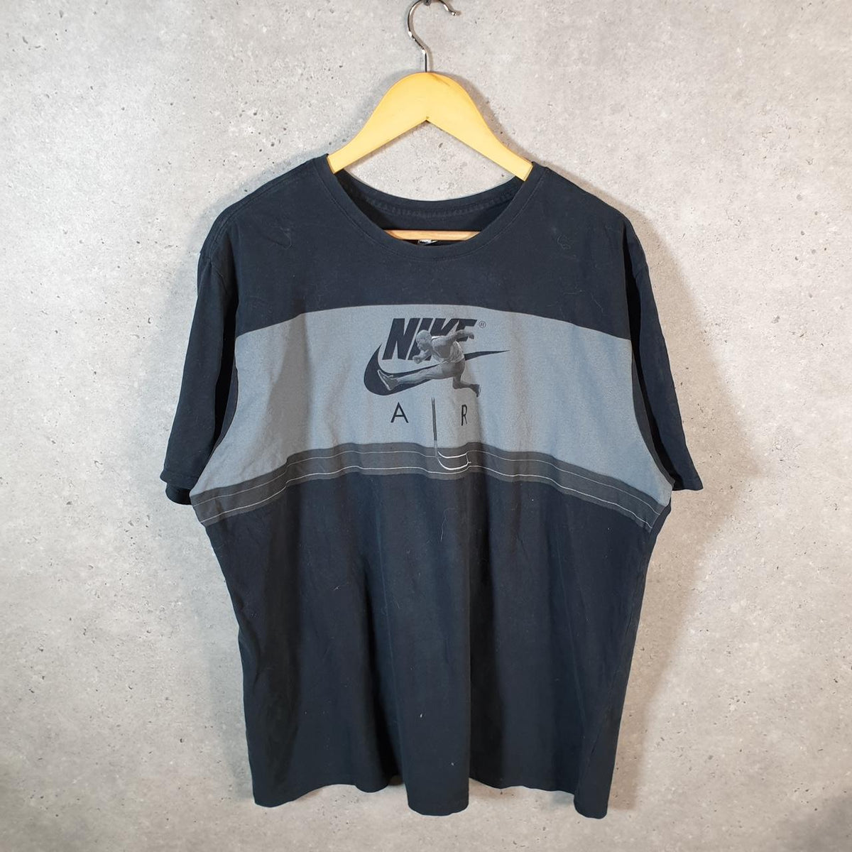 Vintage Nike Air Spellout Club T Shirt Men’s 2XL Black Swoosh Athletic